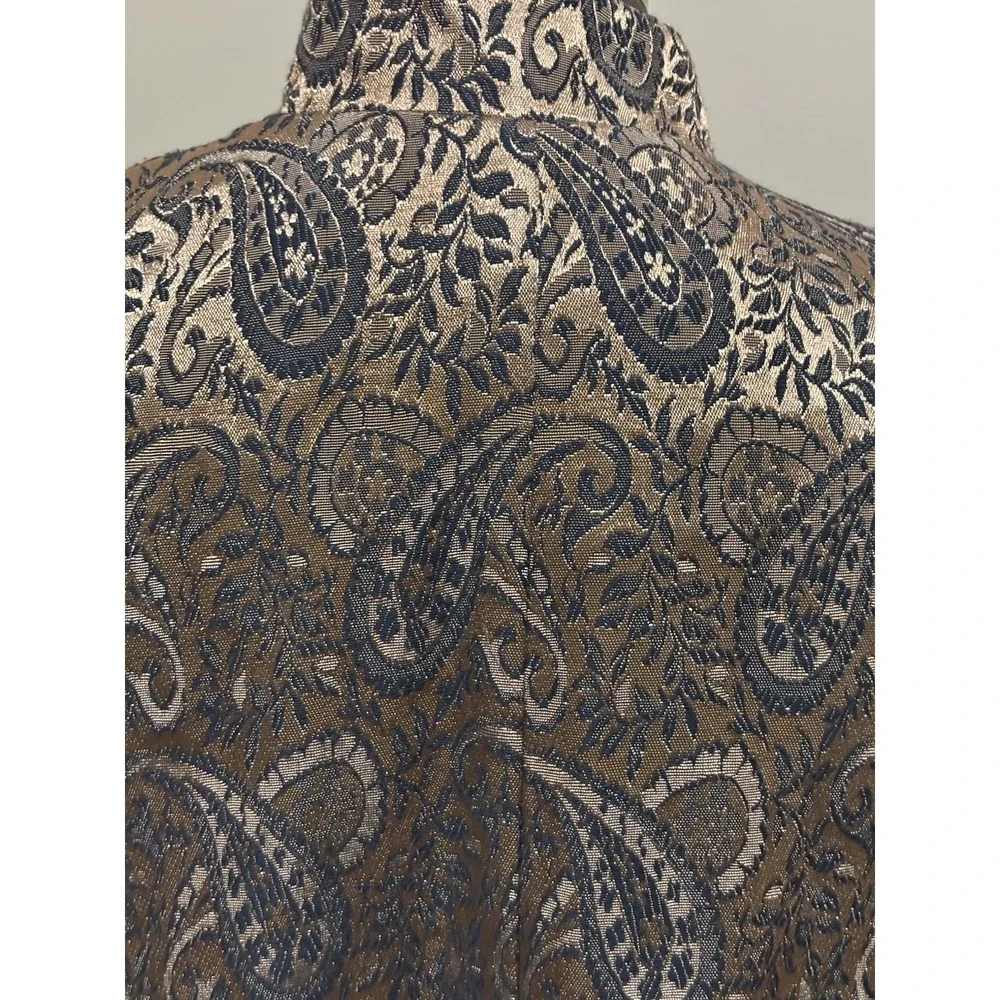 VTG 80s Women MSK Embroidered Dinner Dress Jacket Metallic Gold Paisley Size 22W - Picture 5 of 10